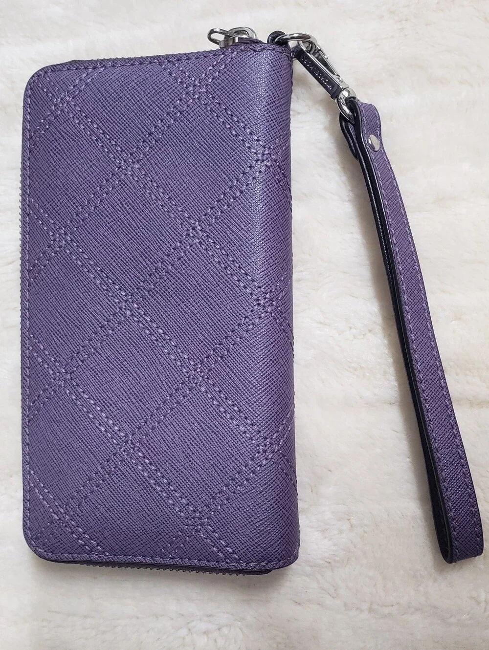 Michael Kors Purple Quilted Zip-Around Wristlet Wallet